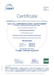 Co.El. srl certificato UNI EN ISO 9001-2015 ICIM 2023 2026